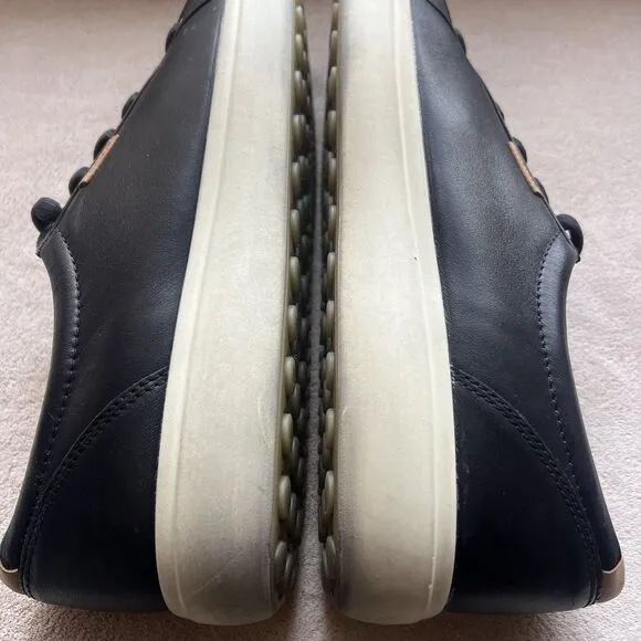 ECCO Soft 7 Black Leather Casual Oxford Sneakers  EU 47 US 13 - 13.5 Comfort