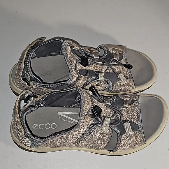 ECCO WOMENS OFFROAD SANDALS Nude/ Marine Toggle velcro VGUC Sz 40 (9-9.5 US)