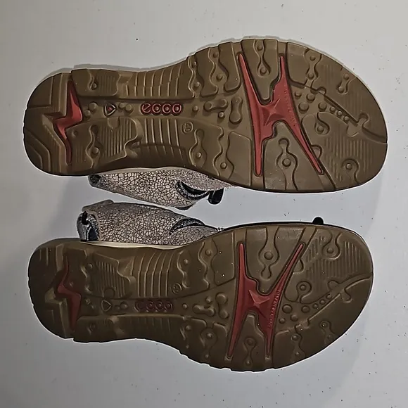 ECCO WOMENS OFFROAD SANDALS Nude/ Marine Toggle velcro VGUC Sz 40 (9-9.5 US)