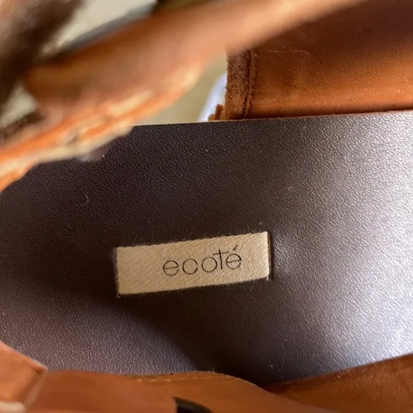Ecote Wood Wedge Leather Sandals