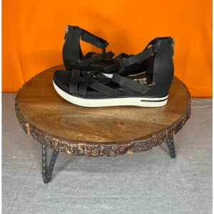 Eileen Fischer Sola Tumbled Nubuck Leather Gladiator Back Zip Sandals Size 5