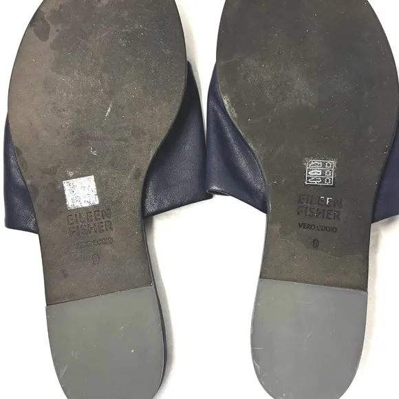 Eileen Fisher Edge Sandals Size 9 Navy Blue