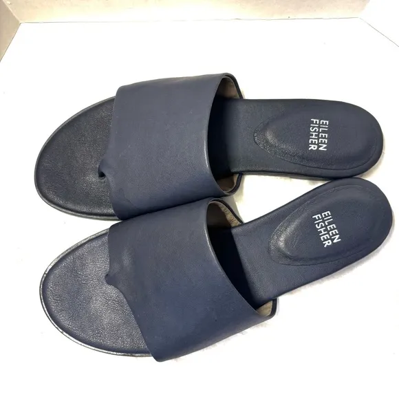 Eileen Fisher Edge Sandals Size 9 Navy Blue