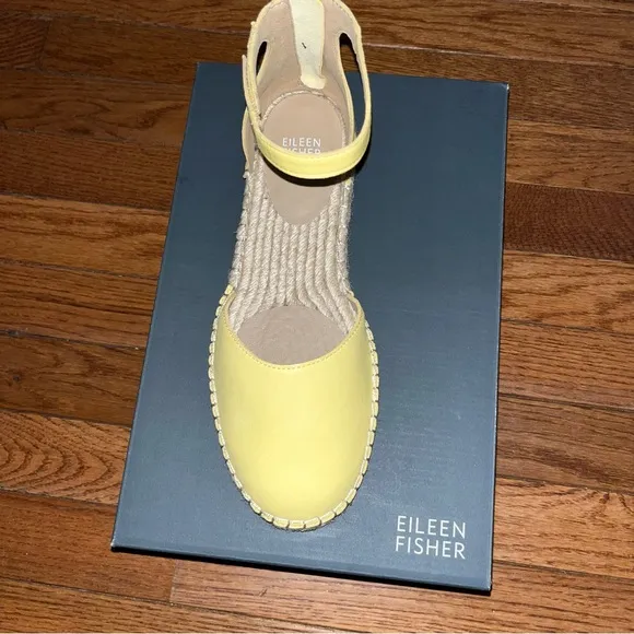 Eileen Fisher Lala Espadrilles Flats Sunbeam Yellow Leather Women’s Size 8