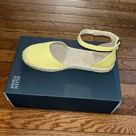 Eileen Fisher Lala Espadrilles Flats Sunbeam Yellow Leather Women’s Size 8