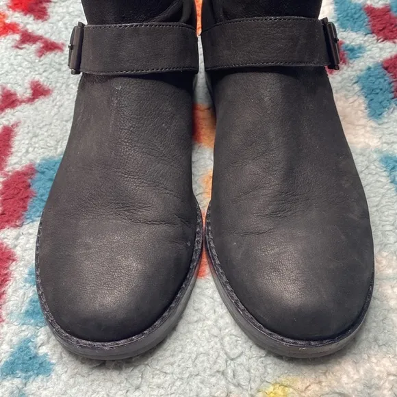Eileen Fisher Log leather moto boots