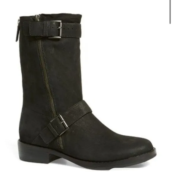 Eileen Fisher Log leather moto boots