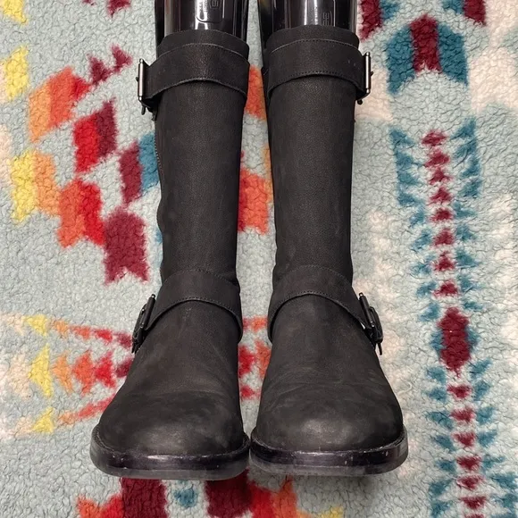 Eileen Fisher Log leather moto boots