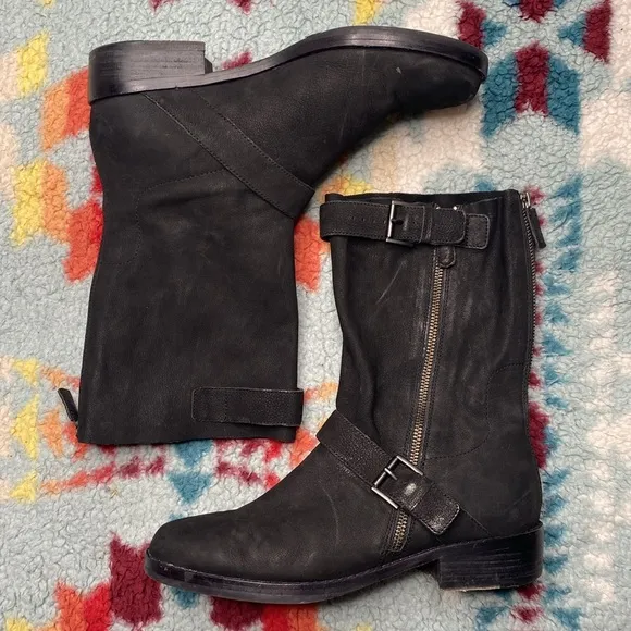 Eileen Fisher Log leather moto boots