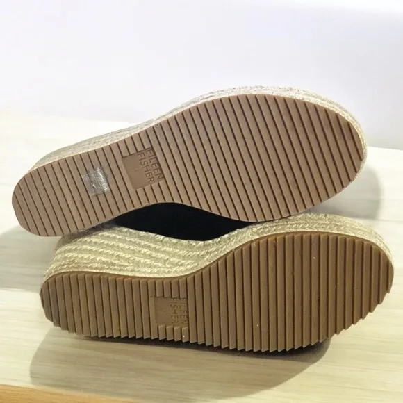EILEEN FISHER RARE Willow Blue Leather Wedge Espadrille Sandals Women’s Size 9