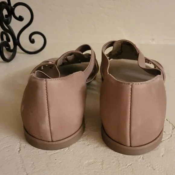 Eileen Fisher Sandals Rato Honey Tumbled Leather Flats Size 5.5 NWOB