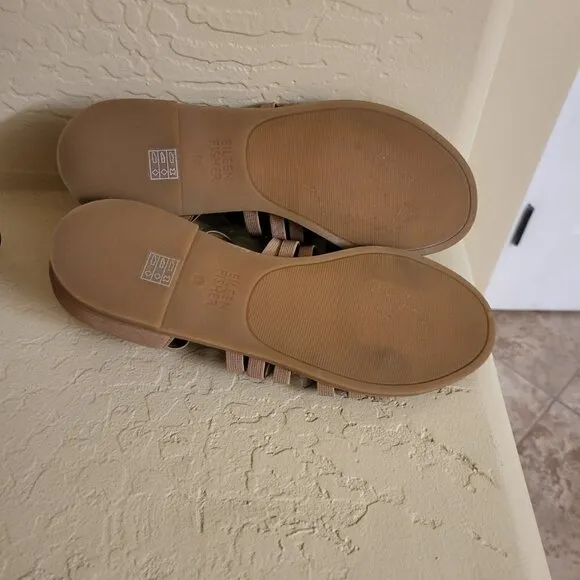Eileen Fisher Sandals Rato Honey Tumbled Leather Flats Size 5.5 NWOB
