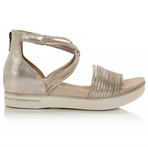 Eileen Fisher Shea Shimmering Platinum Gold Leather Sneaker Sandals Wmns 9.5