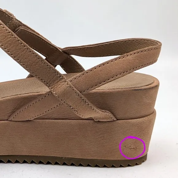 Eileen Fisher Suede Platform Wedge Sandals Open Toe Chunky Velcro Straps Tan 7.5