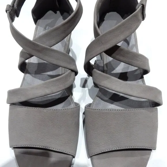 Eileen Fisher Taupe Gray Nubuck Wedge Sandals in Size 9 (NWOB)