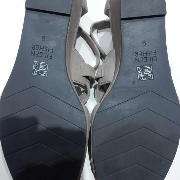 Eileen Fisher Taupe Gray Nubuck Wedge Sandals in Size 9 (NWOB)