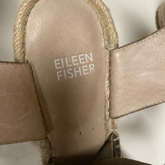 Eileen Fisher Willow Sandal Metallic Bronze Leather Esapadrille Wedge size 7.5