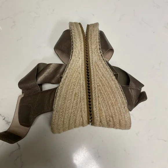 Eileen Fisher Willow Sandal Metallic Bronze Leather Esapadrille Wedge size 7.5