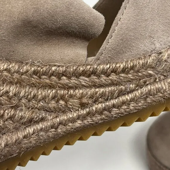 Eileen Fisher 'Willow' wedge espadrille platform sandals grey taupe suede 9.5