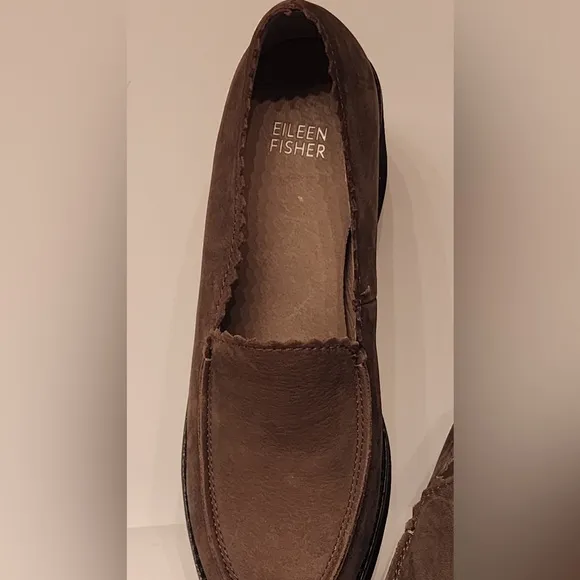 Eileen Fisher Women’s Grey Harria Slip On Heeled Loafer Size 7