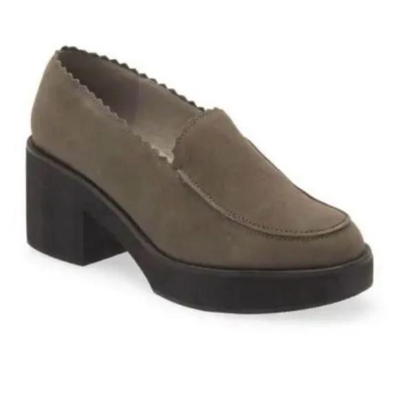 Eileen Fisher Women’s Grey Harria Slip On Heeled Loafer Size 7