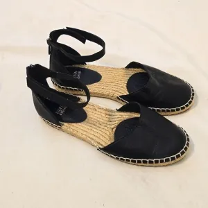 Eileen Fisher Lala Tumbled Leather Espadrille Flats size 7