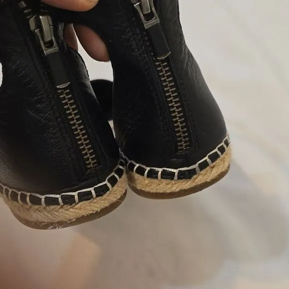 Eileen Fisher Lala Tumbled Leather Espadrille Flats size 7