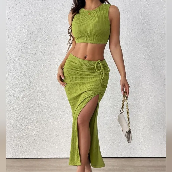 Electric Lime Skirt Set