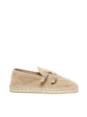 Elevy Camel Leather Espardillas med spännen