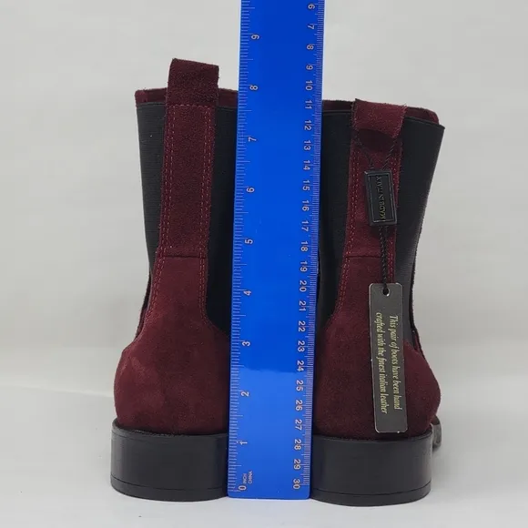 Emanuele Crasto Women's Mid Calf Burgundy Leather Boots Made In Italy Size 40