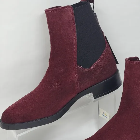 Emanuele Crasto Women's Mid Calf Burgundy Leather Boots Made In Italy Size 40