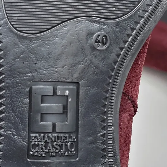 Emanuele Crasto Women's Mid Calf Burgundy Leather Boots Made In Italy Size 40