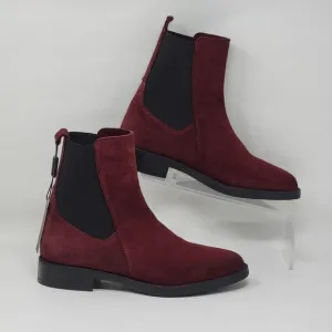 Emanuele Crasto Women's Mid Calf Burgundy Leather Boots Made In Italy Size 40
