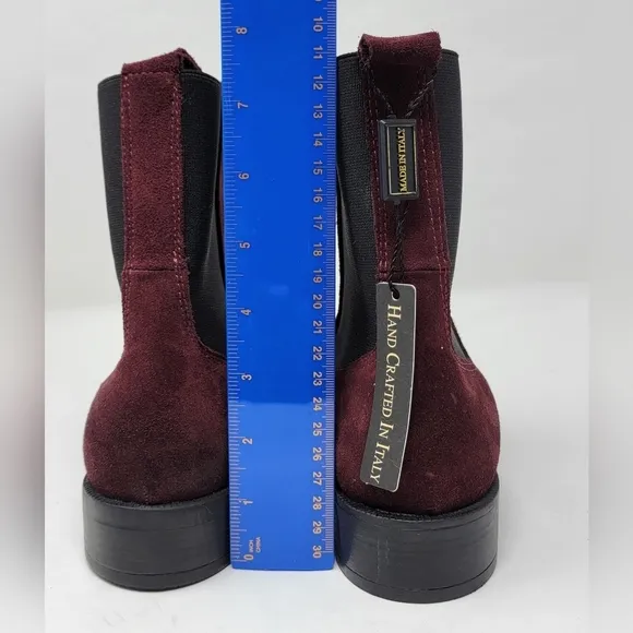 Emanuele Crasto Women's Sz 40 Mid Calf Burgundy Leather Boots Made In Italy New