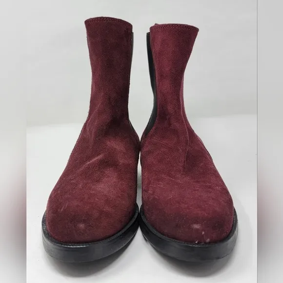 Emanuele Crasto Women's Sz 40 Mid Calf Burgundy Leather Boots Made In Italy New