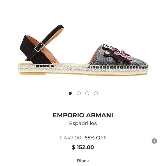Emporio Armani black purple embellished espadrilles 36/ US 6 $445