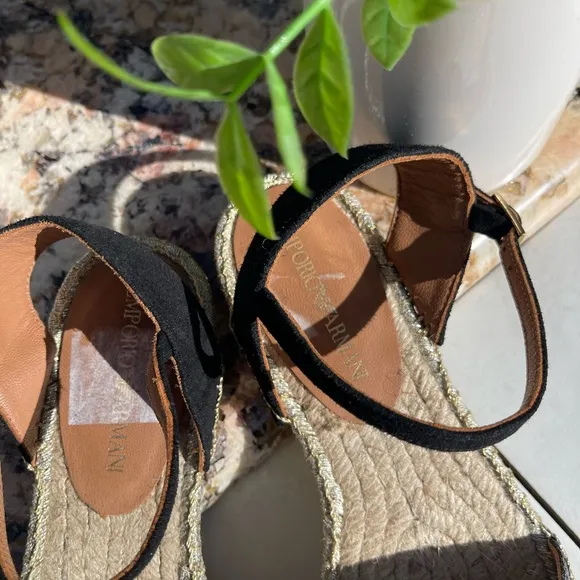 Emporio Armani black purple embellished espadrilles 36/ US 6 $445