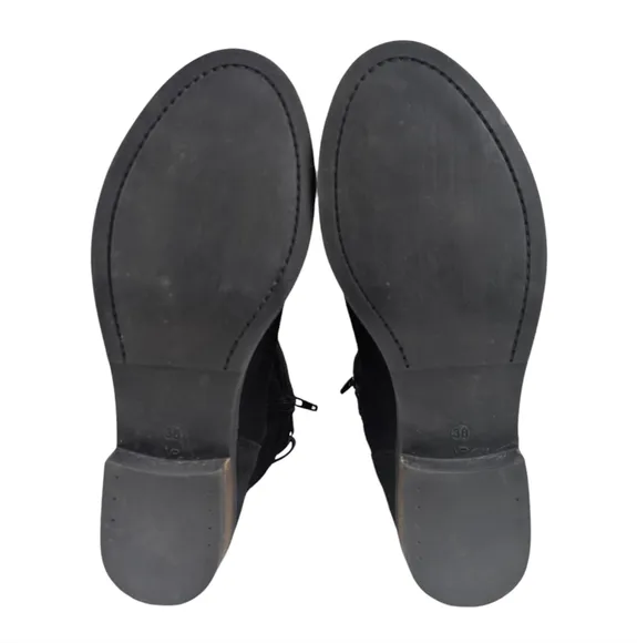 Eric Michael Laguna Suede Moto Boots EUC $219 Size 38 US 8    S3262