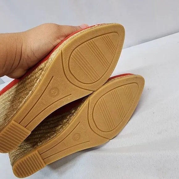 Eric Michael TEVA Size EU 40 US 9.5 Women's Red Suede Espadrilles Wedge Heels Sa