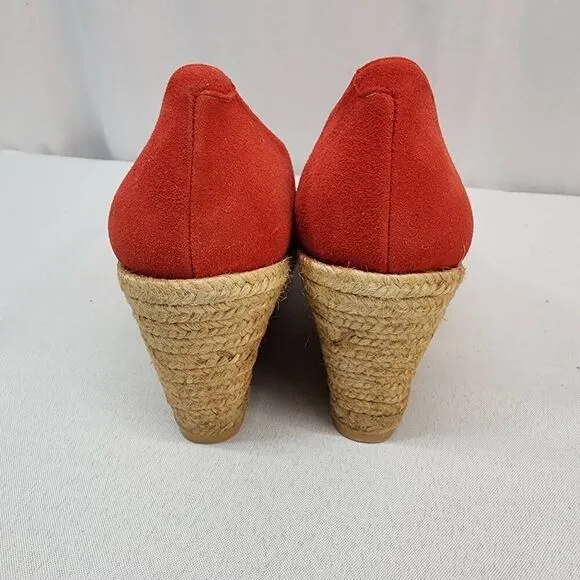Eric Michael TEVA Size EU 40 US 9.5 Women's Red Suede Espadrilles Wedge Heels Sa
