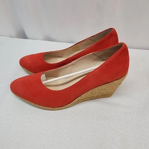 Eric Michael TEVA Size EU 40 US 9.5 Women's Red Suede Espadrilles Wedge Heels Sa