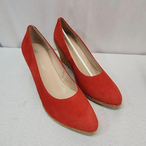 Eric Michael TEVA Size EU 40 US 9.5 Women's Red Suede Espadrilles Wedge Heels Sa