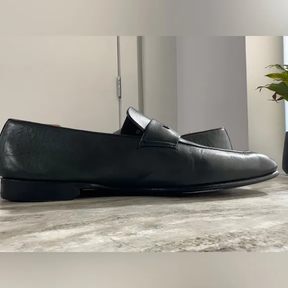 Ermenegildo Zegna L'Asola Dark Green Leather Flex Loafers Olive Shoe EU 10 US 11