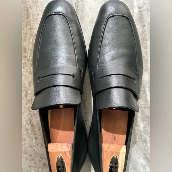 Ermenegildo Zegna L'Asola Dark Green Leather Flex Loafers Olive Shoe EU 10 US 11