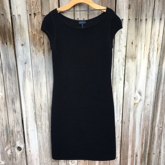 Escada Sport Ribbed Knit Merino Wool Dress Black M