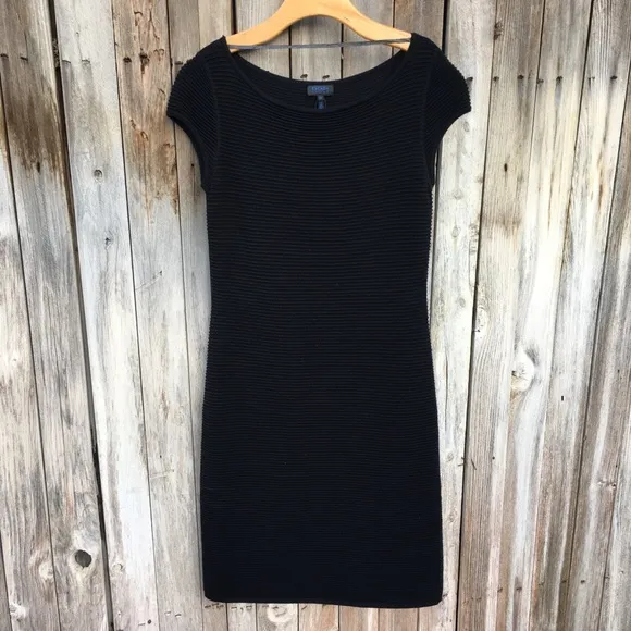 Escada Sport Ribbed Knit Merino Wool Dress Black M