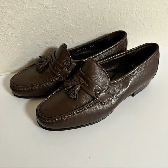 E.T. Wright Made in Italy Brown Leather Tassel Loafers 8.5E