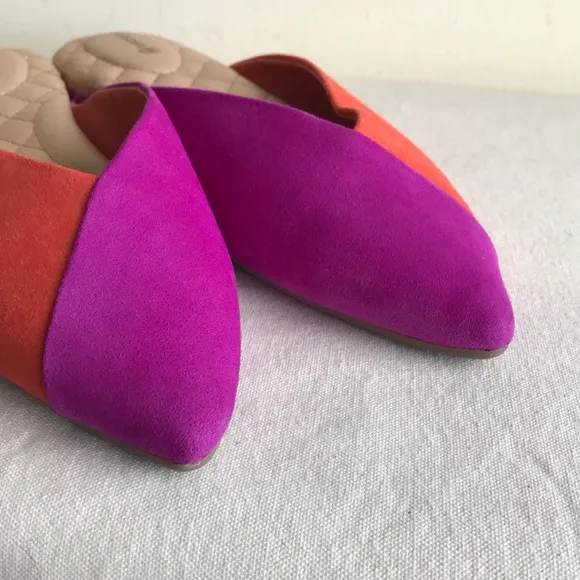 EUC Birdie’s size 9 The Swan slippers. Pink and orange Sangria flats pointed toe