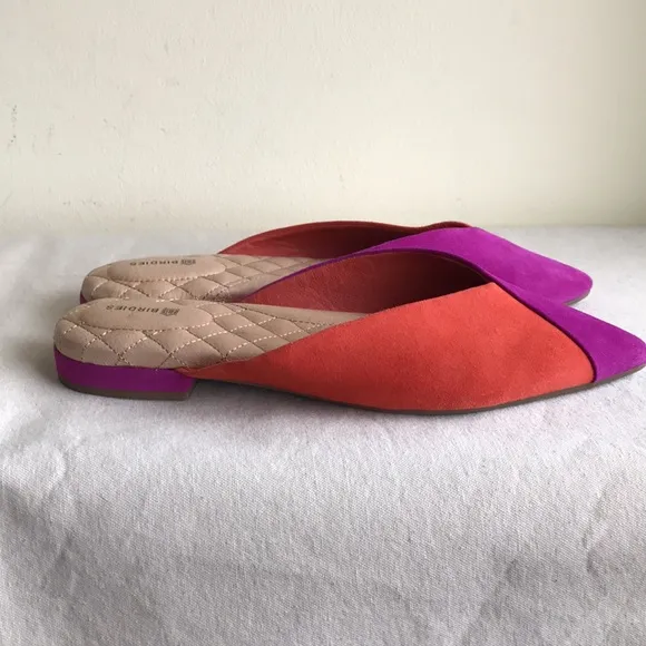 EUC Birdie’s size 9 The Swan slippers. Pink and orange Sangria flats pointed toe