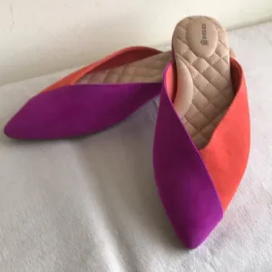 EUC Birdie’s size 9 The Swan slippers. Pink and orange Sangria flats pointed toe
